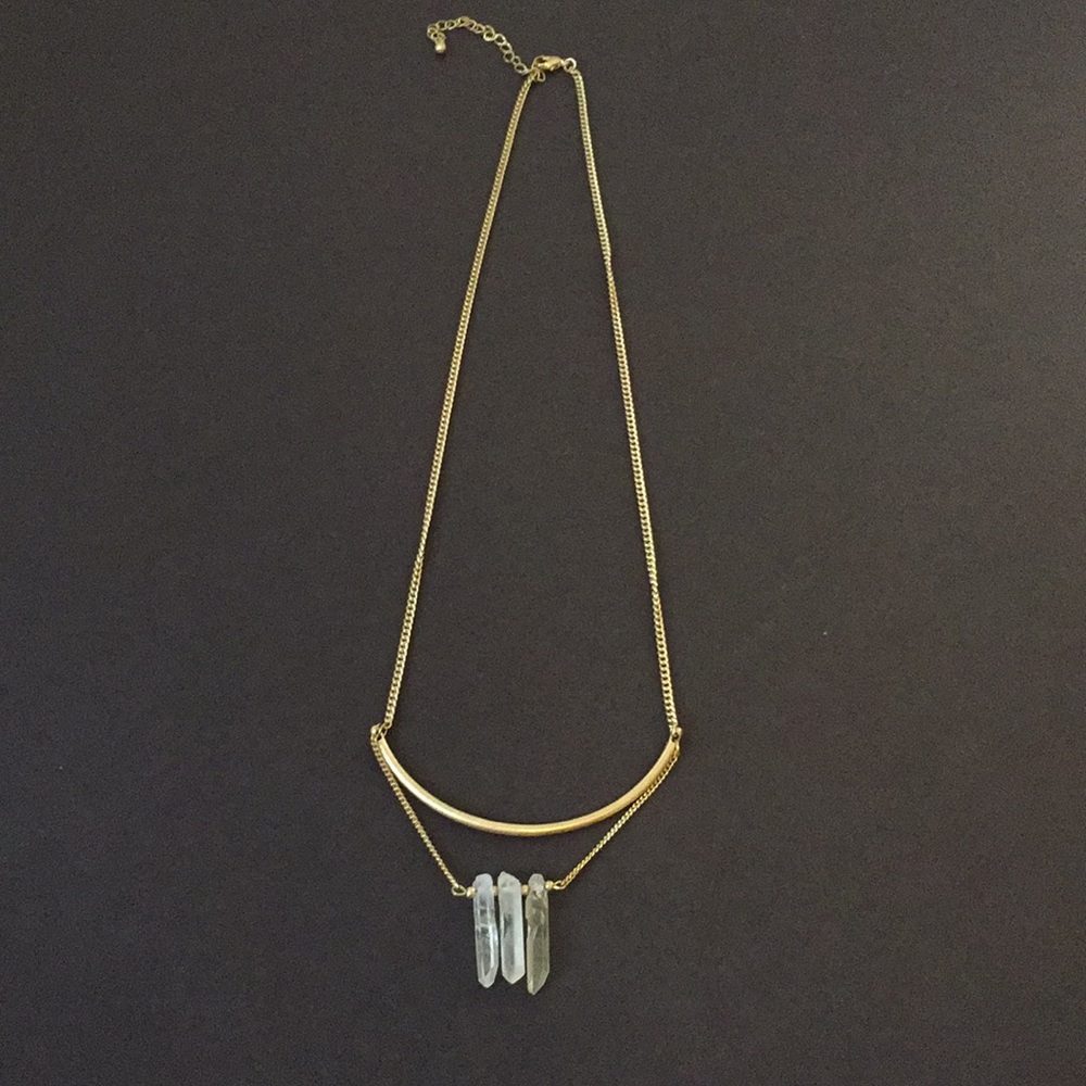 Old Navy Gold and Crystal Necklace